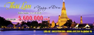 Tour Thái Lan Bangkok-Pattaya 5N4D